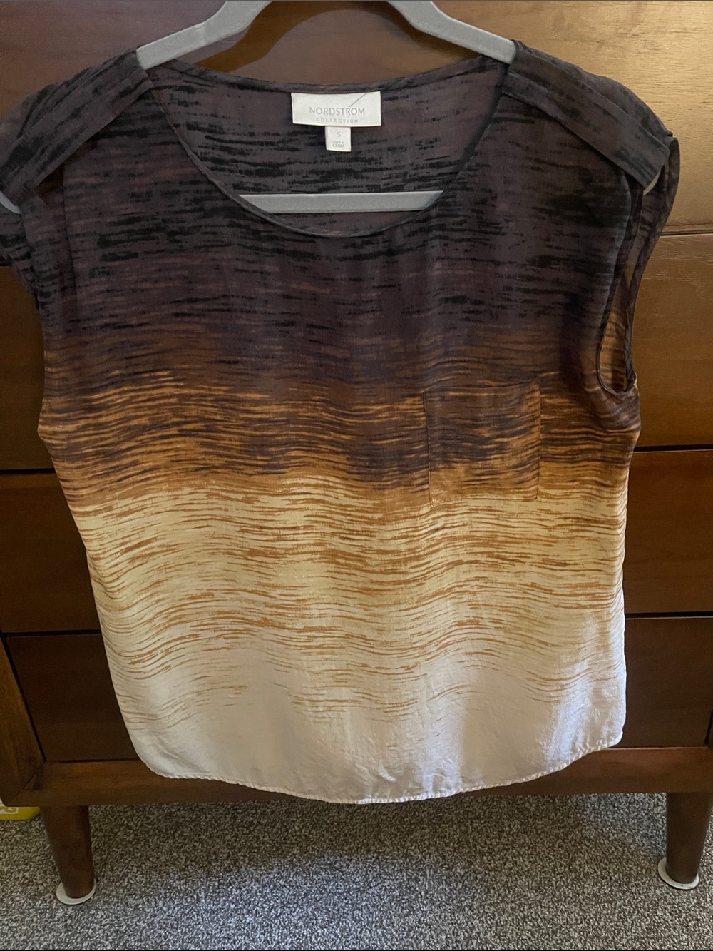 Nordstrom Brown and Cream Ombre Sleeveless Blouse